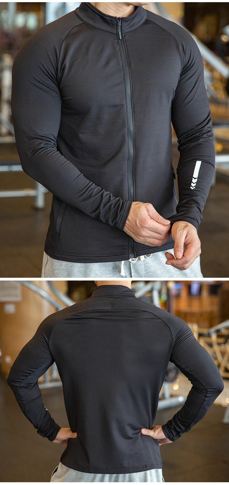 Giacca Sportiva Invernale Da Uomo Con Cerniera Elastica Ad Asciugatura Rapida Per Corsa E Palestra