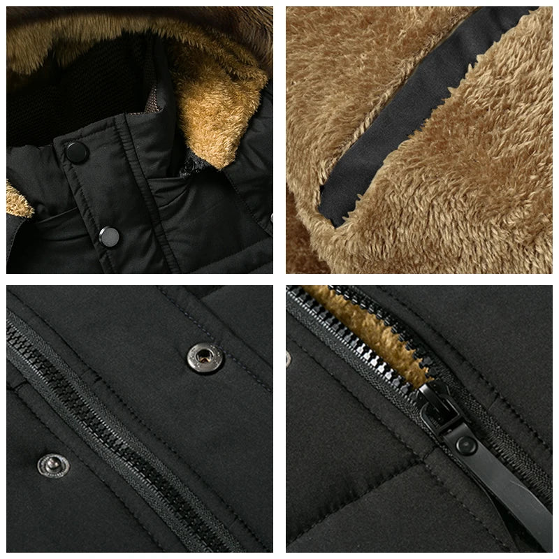 Parka Da Uomo Invernale Antivento Caldo Con Cappuccio E Collo In Pelliccia Giacca Spessa Classica Casual