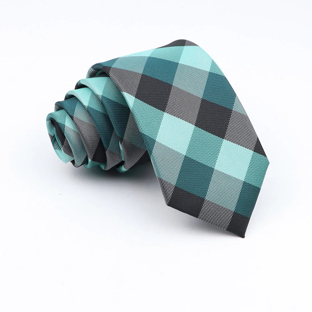 Nuova Cravatta Scozzese Jacquard Da 6 Cm Per Uomo Classiche A Quadri In Poliestere