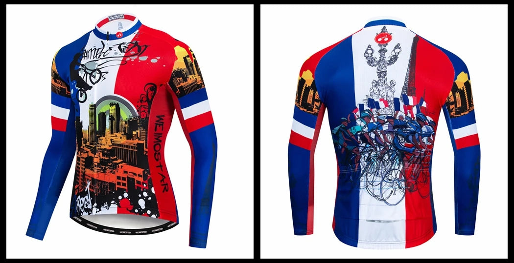 Weimostar Maglia Ciclismo Uomo Manica Lunga Autunno MTB Strada Traspirante Con Tasche Abbigliamento Per Bicicletta
