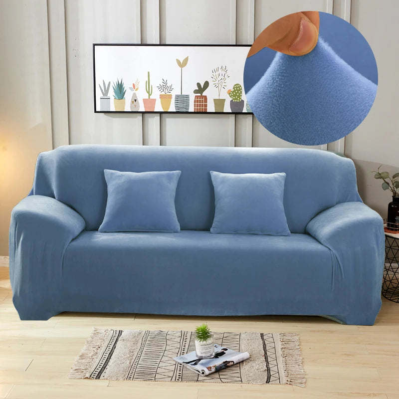 Copridivano In Tessuto Peluche Grigio Solido Protezione Mobili Antipolvere Antiscivolo Spesso In Velluto