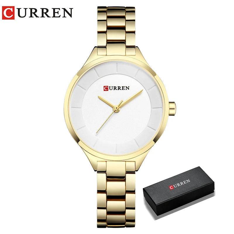 Curren Orologio Da Donna Quarzo Cinturino In Acciaio Inossidabile Resistente All Acqua 34mm Rotondo Modello 9015