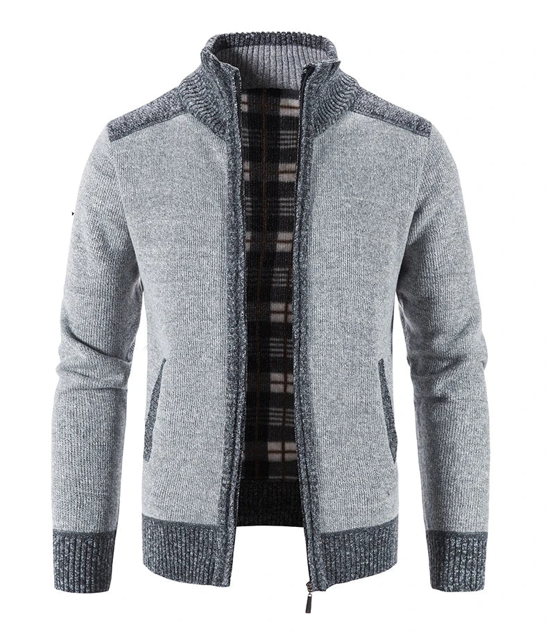 Nuovo Cardigan Patchwork Da Uomo Slim Fit Con Collo Coreano Caldo E Lavorato A Maglia Giacca Invernale