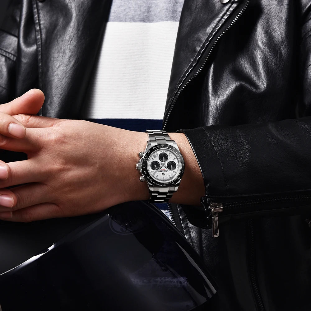 PAGANI DESIGN 2024 PD1644 Orologio Da Polso Uomo Quarzo Cronografo 100M Vetro Zaffiro Quadrante Meteorite