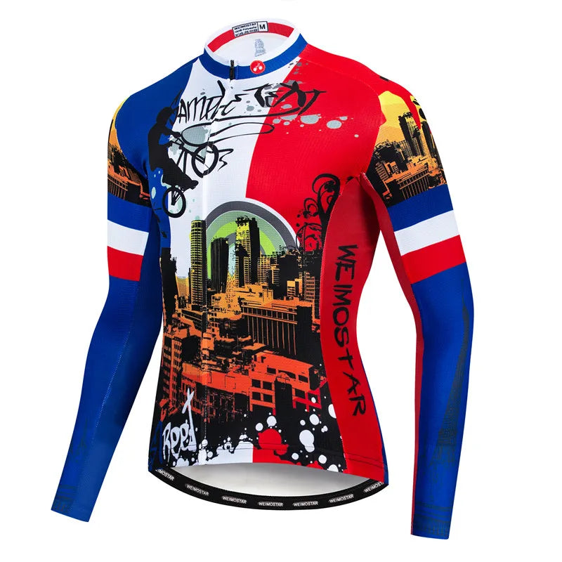 Weimostar Maglia Ciclismo Uomo Manica Lunga Autunno MTB Strada Traspirante Con Tasche Abbigliamento Per Bicicletta