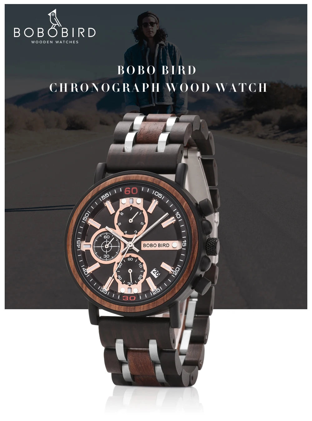 Orologio In Legno Da Uomo Cronografo Luxury Top Brand Elegante Con Scatola Di Legno Logo Personalizzato Regalo Ideale