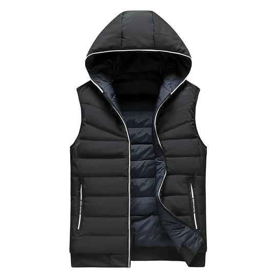 Gilet Reversibile Da Uomo Imbottito Senza Maniche In Cotone Con Cappuccio E Colletto Mandarino 2 In 1 Parka VT 276