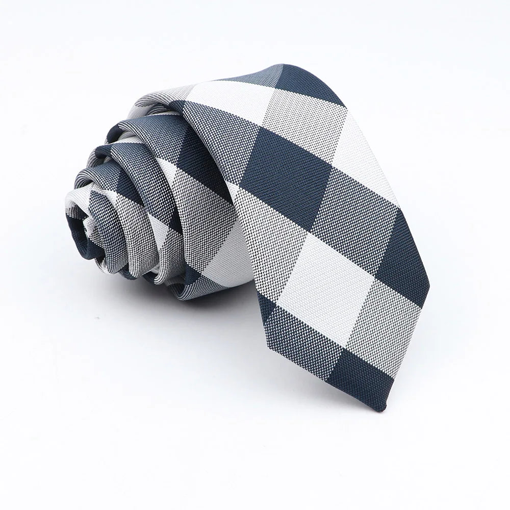 Nuova Cravatta Scozzese Jacquard Da 6 Cm Per Uomo Classiche A Quadri In Poliestere