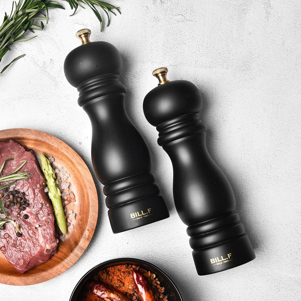 Set Da 2 Pezzi Macinapepe E Salino In Legno Con Rotore In Ceramica Regolabile Da 7 Pollici