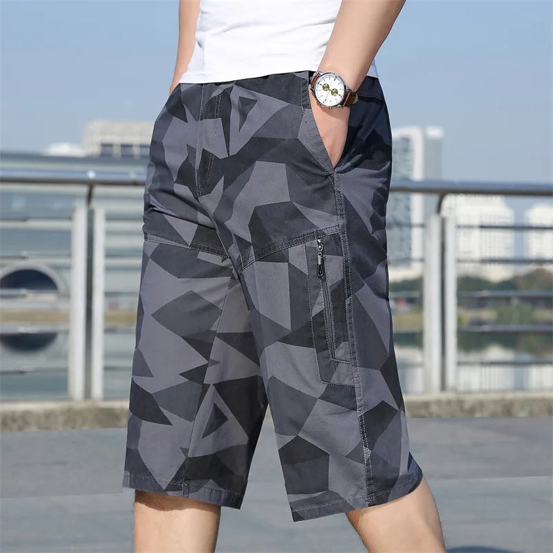 Pantaloncini Cargo Uomo Plus Size 6XL Lunghezza Al Ginocchio Cotone Elasticizzato Tasche Militari Bermuda Capri