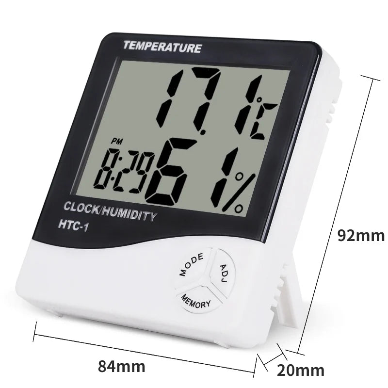 HTC 1S LCD Igrometro Digitale Misuratore di Umidità e Termometro Esterno Interno Stazione Meteo Orologio