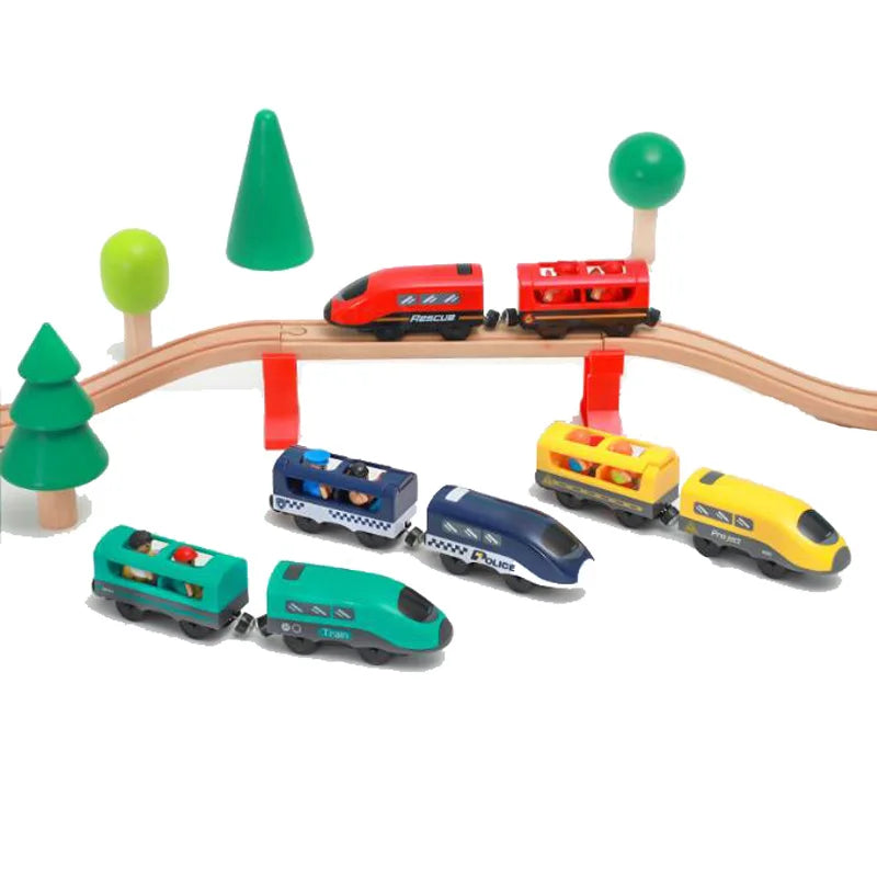 Set Trenini Elettrici Per Ferrovia In Legno Pista Del Treno Regalo Di Natale Per Bambini
