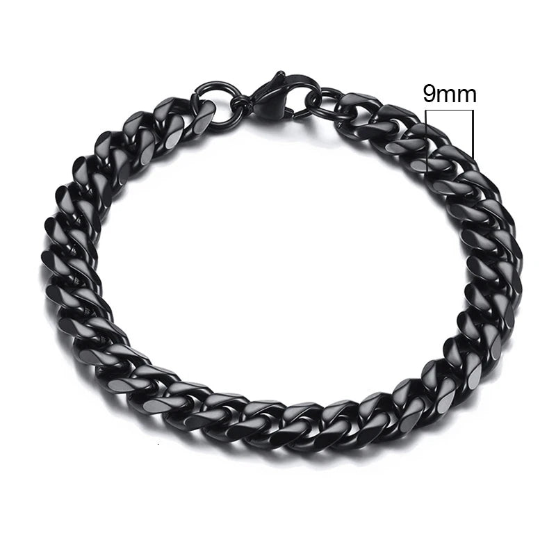 Bracciale Uomo Miami Curb Catena Grossa 3 A 11 Mm In Acciaio Inossidabile Cinturino Cubano Punk Classico