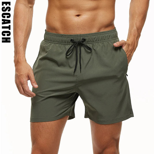 Costume Elasticizzato Uomo Escatch 2025 Pantaloncini Da Spiaggia Ad Asciugatura Rapida Tasche Cerniera Fodera Rete
