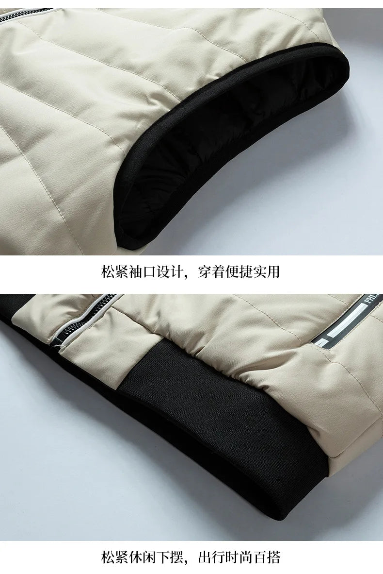 Gilet Reversibile Da Uomo Imbottito Senza Maniche In Cotone Con Cappuccio E Colletto Mandarino 2 In 1 Parka VT 276