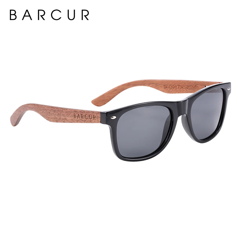 Occhiali Da Sole In Legno BARCUR Uomo Polarizzati UV400 Protezione Totale Scatola Originale