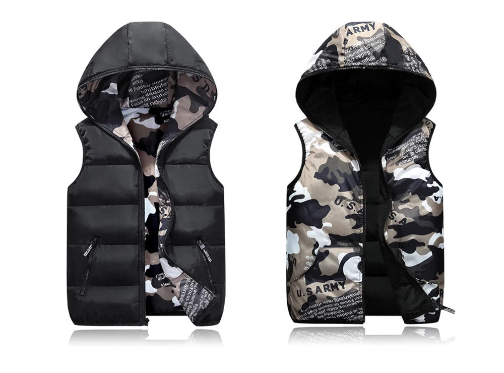 Gilet Da Uomo Invernale Senza Maniche Imbottito In Cotone Caldo Double Wear Abbigliamento Da Esterno Autunnale