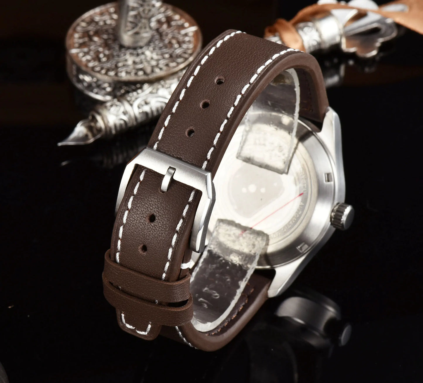 Orologio Diver Automatico Uomo Tandorio 39mm 20BAR Corona a Vite Vetro Zaffiro AR Lume Verde