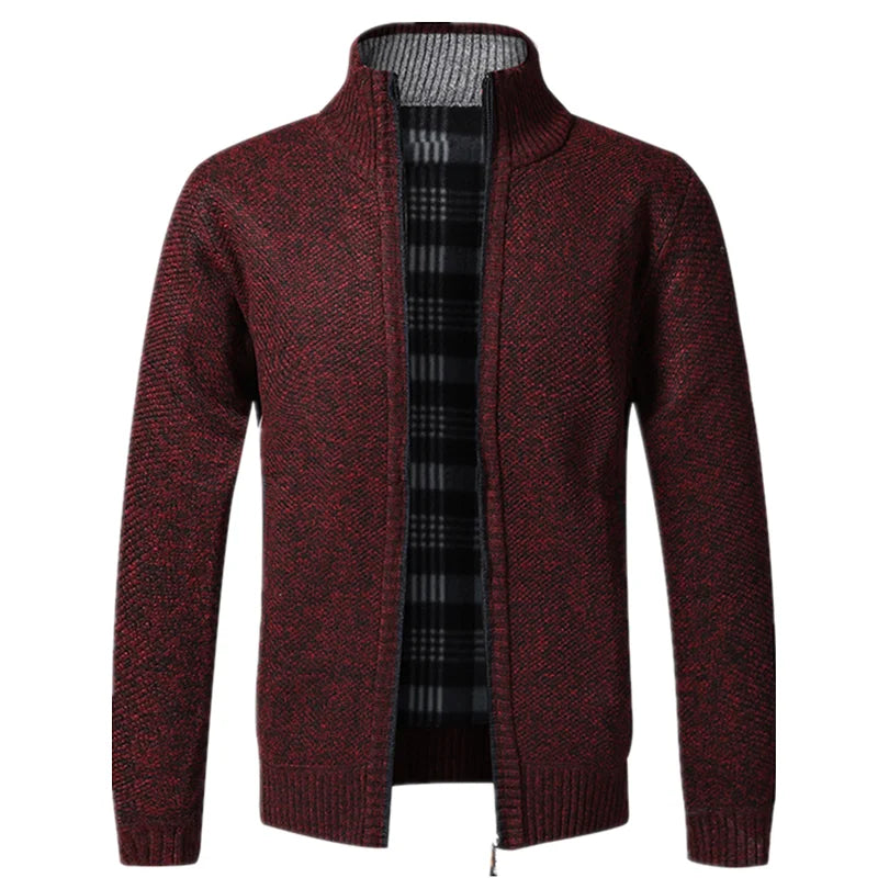 Cardigan Da Uomo In Pile Caldo Con Cerniera Slim Fit Lavorato A Maglia Premium Per Inverno Elegante