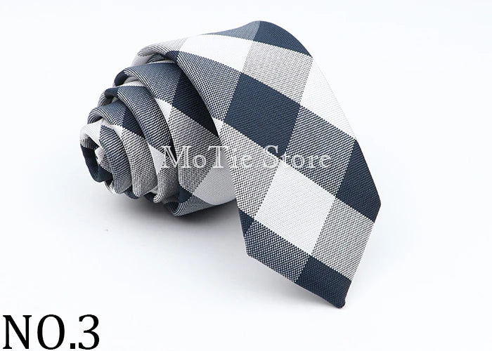 Nuova Cravatta Scozzese Jacquard Da 6 Cm Per Uomo Classiche A Quadri In Poliestere