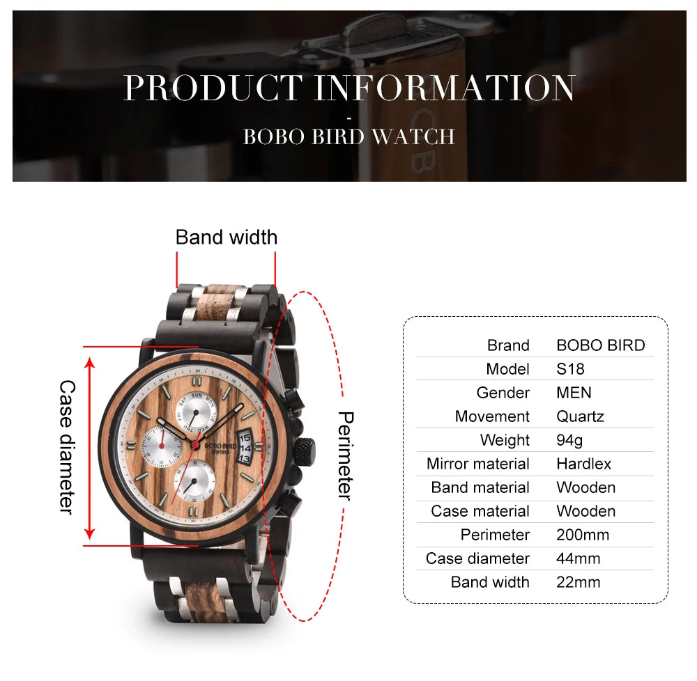 Orologio In Legno Da Uomo Cronografo Luxury Top Brand Elegante Con Scatola Di Legno Logo Personalizzato Regalo Ideale