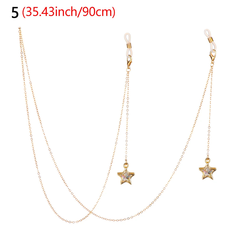 Nuova Moda Per Donne Catena Occhiali Con Perle E Stelline Vuote Tracolla Cordino Per Occhiali Da Sole E Lettura