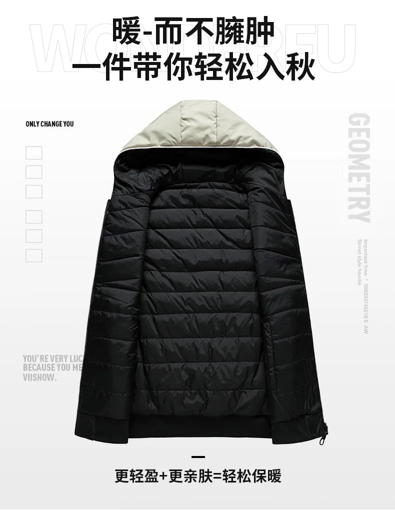 Gilet Reversibile Da Uomo Imbottito Senza Maniche In Cotone Con Cappuccio E Colletto Mandarino 2 In 1 Parka VT 276