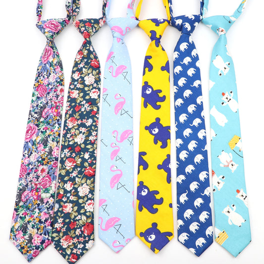 Cravatta Sottile Da Scuola Per Ragazzi E Ragazze Design Tinta Unita Scozzese Floreale Cartoon Casual