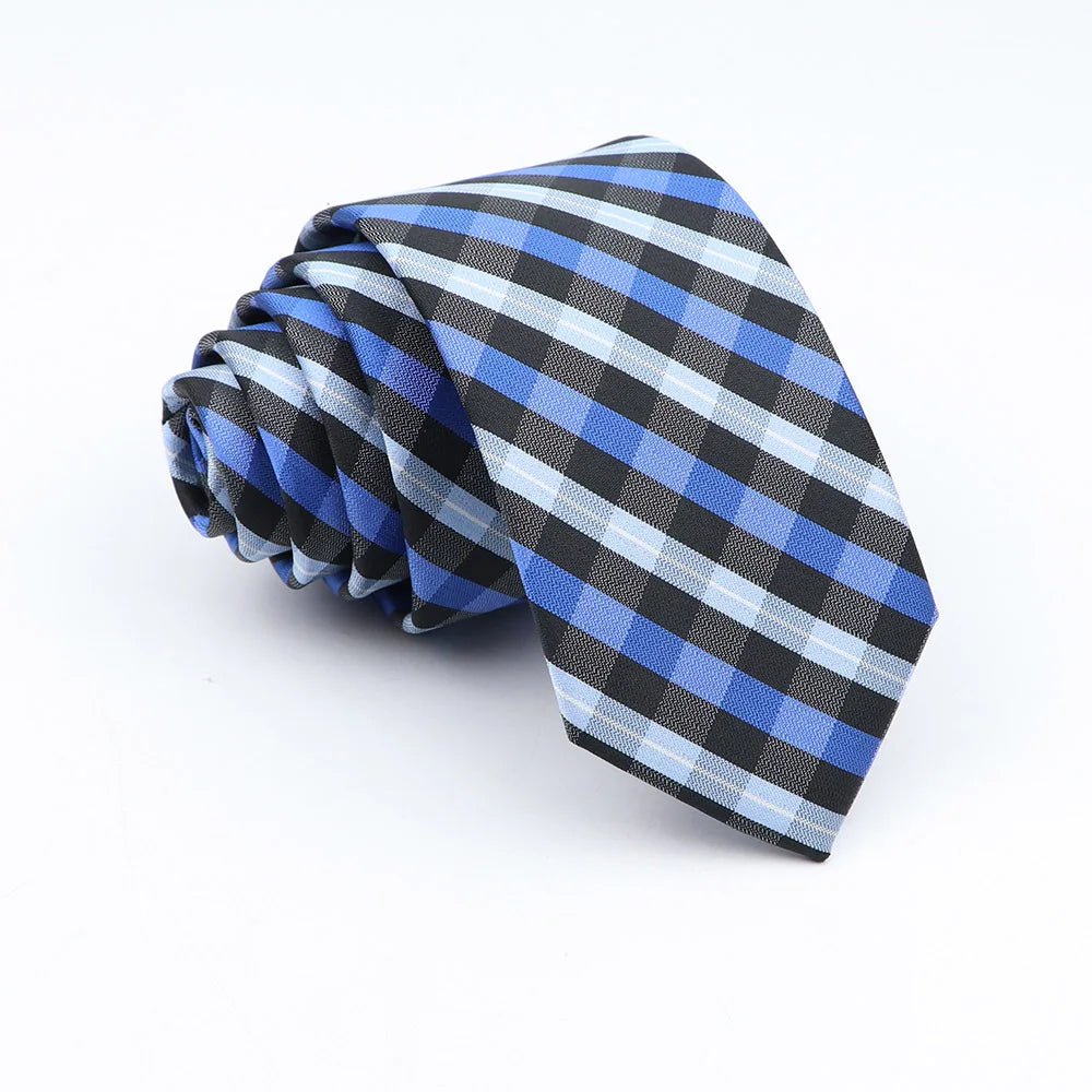 Nuova Cravatta Scozzese Jacquard Da 6 Cm Per Uomo Classiche A Quadri In Poliestere