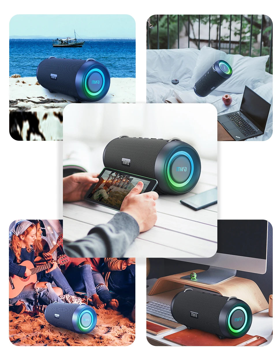 Altoparlante Bluetooth Mifa A90 60 W PMPO Portatile Per Campeggio E Feste All Aperto Suono Potente Con Bassi Profondi