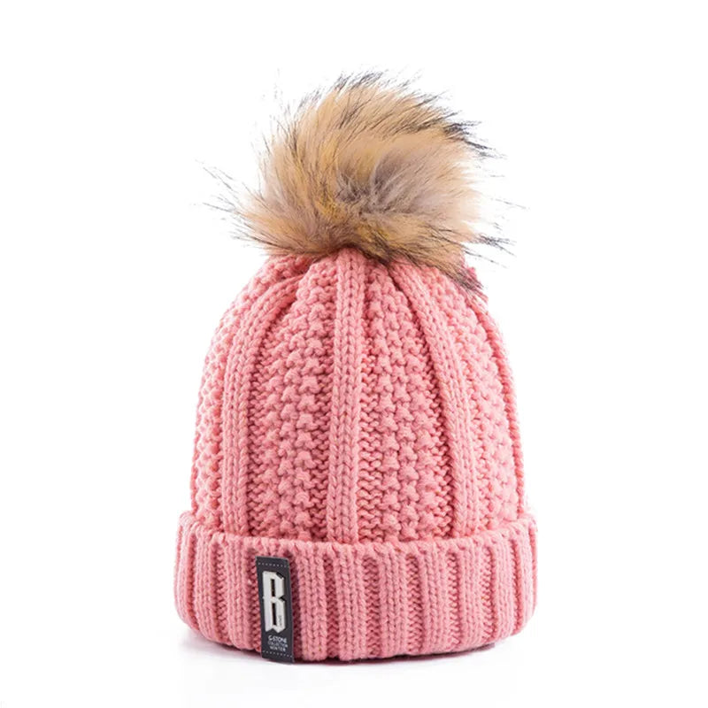 Cappello Invernale Da Donna Con Pompon Pelliccia Foderata Berretto In Lana Lavorato A Maglia Caldo E Elegante Streetwear