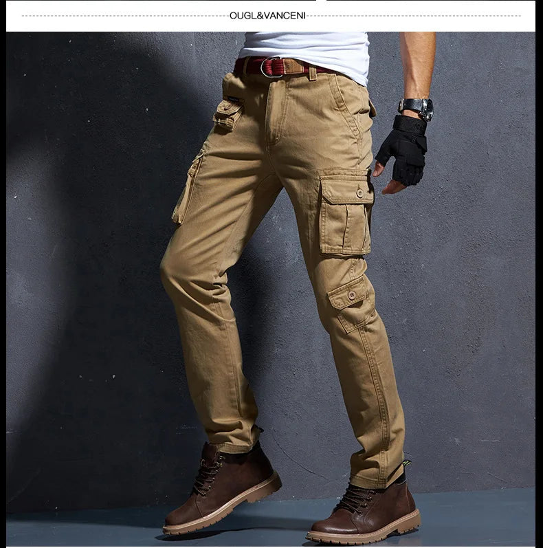 Pantaloni Cargo Uomo Mimetici Con Tasche Molteplici Pantaloni Larghi Casuali In Cotone