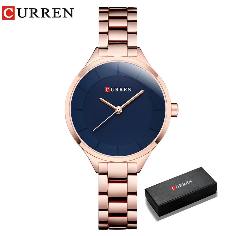 Curren Orologio Da Donna Quarzo Cinturino In Acciaio Inossidabile Resistente All Acqua 34mm Rotondo Modello 9015