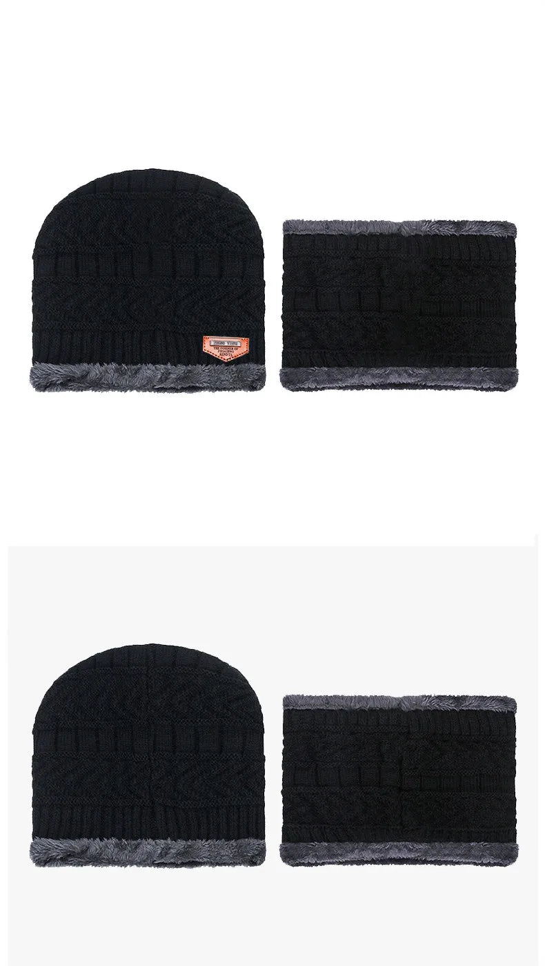 Set Invernale Cappello A Cuffia Unisex Lana Lavorata A Maglia Con Sciarpa Passamontagna Maschera