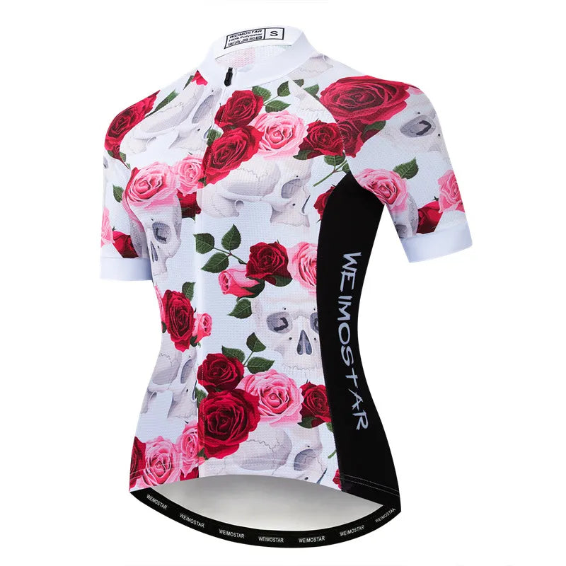 Weimostar Pro Maglia Da Ciclismo Donna Skull Traspirante Con Tasche Riflettente Quick Dry Estate MTB