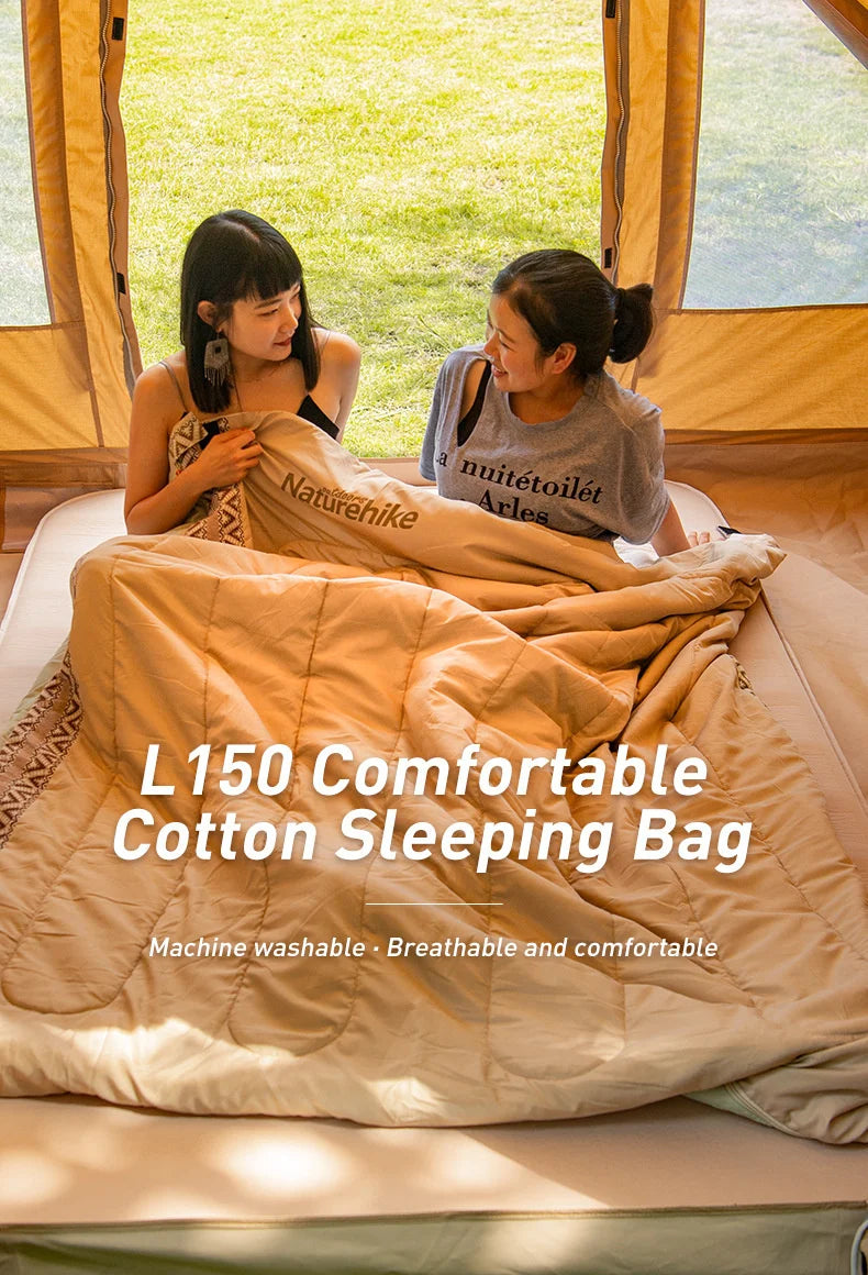 Naturehike L150 Sacco a Pelo da Campeggio Leggero 3 Stagioni in Cotone Impermeabile con Ventilazione per Adulti