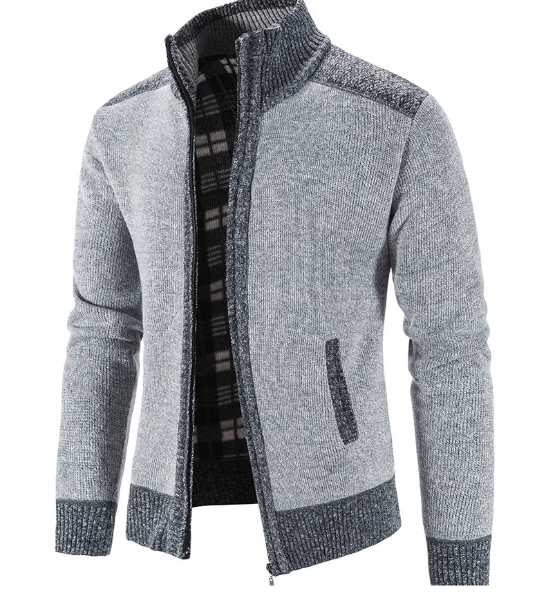 Nuovo Cardigan Patchwork Da Uomo Slim Fit Con Collo Coreano Caldo E Lavorato A Maglia Giacca Invernale
