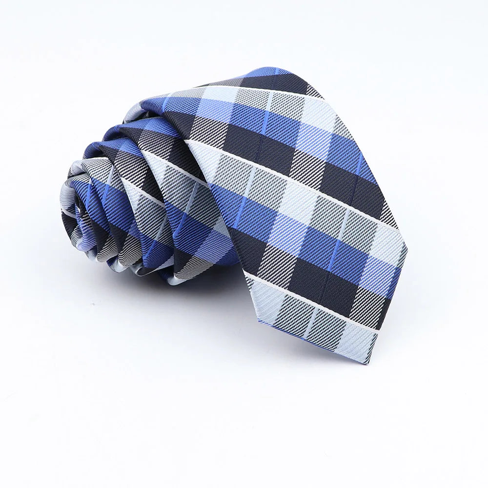 Nuova Cravatta Scozzese Jacquard Da 6 Cm Per Uomo Classiche A Quadri In Poliestere