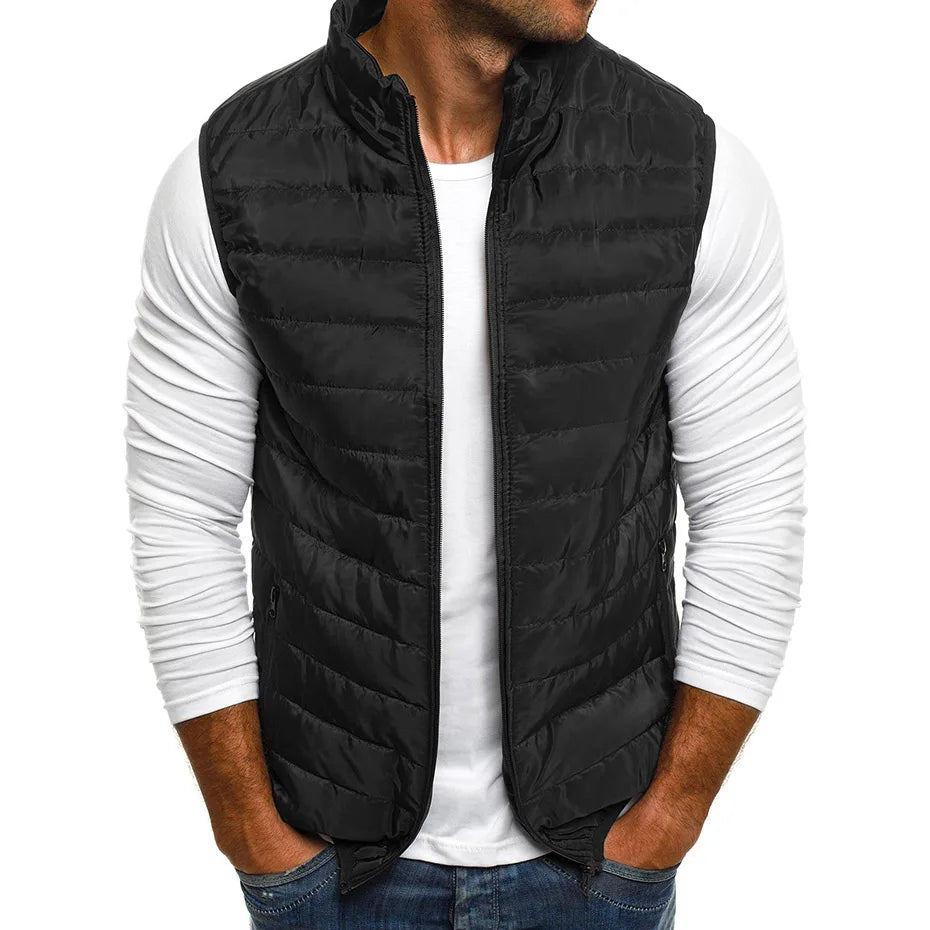 Gilet Senza Maniche Da Uomo Imbottito In Cotone Colletto Alla Coreana Inverno Moda 5XL