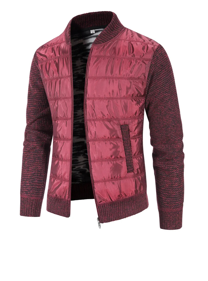 Giacca Uomo Invernale Spessa In Pile Con Zip Intera Antivento Collo A O In Maglia Calda