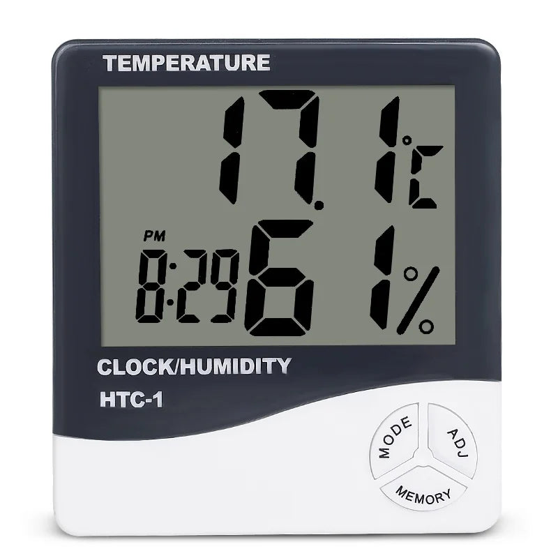 HTC 1S LCD Igrometro Digitale Misuratore di Umidità e Termometro Esterno Interno Stazione Meteo Orologio