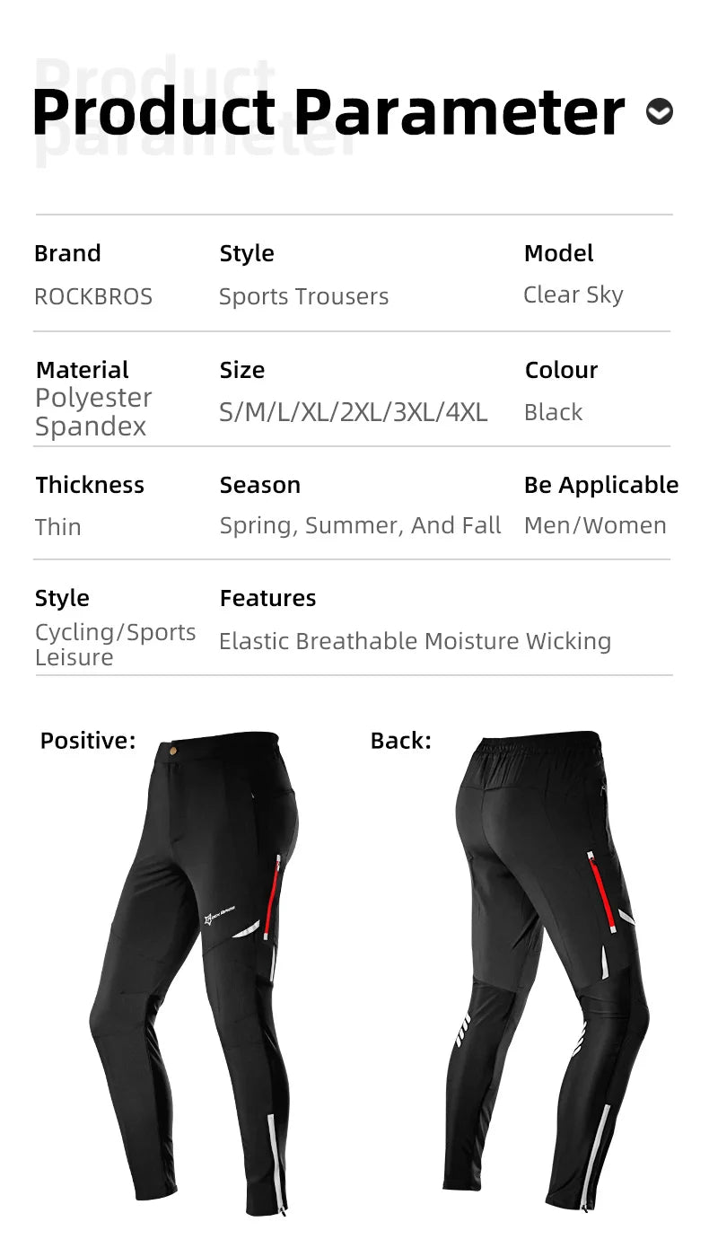 Rockbros Pantaloni Da Ciclismo Leggeri E Comodi Uomo Donna Primavera Estate Traspiranti Alta Elasticità Riflettenti