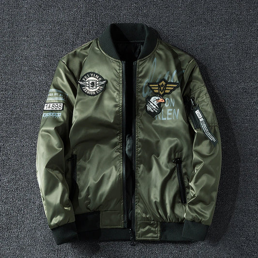 Giacca Bomber Invernale Da Uomo Reversibile Con Distintivo E Tasche Doppio Lato Per Motociclista Autunno