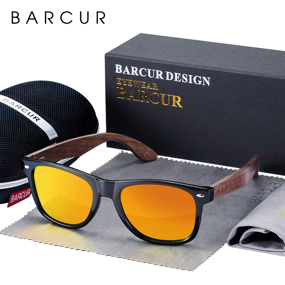 Occhiali Da Sole In Legno BARCUR Uomo Polarizzati UV400 Protezione Totale Scatola Originale