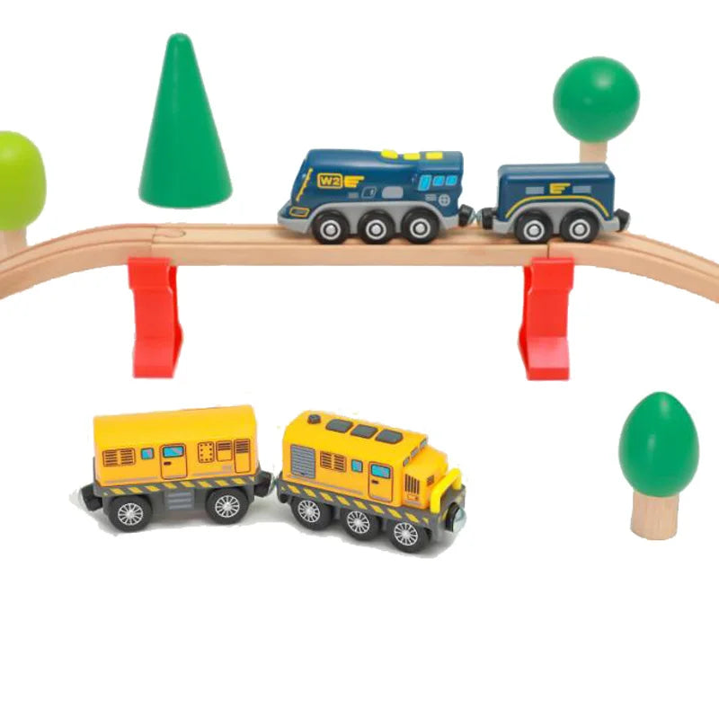 Set Trenini Elettrici Per Ferrovia In Legno Pista Del Treno Regalo Di Natale Per Bambini