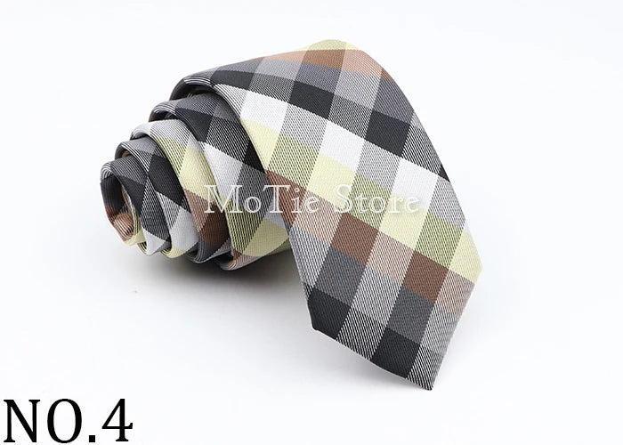 Nuova Cravatta Scozzese Jacquard Da 6 Cm Per Uomo Classiche A Quadri In Poliestere