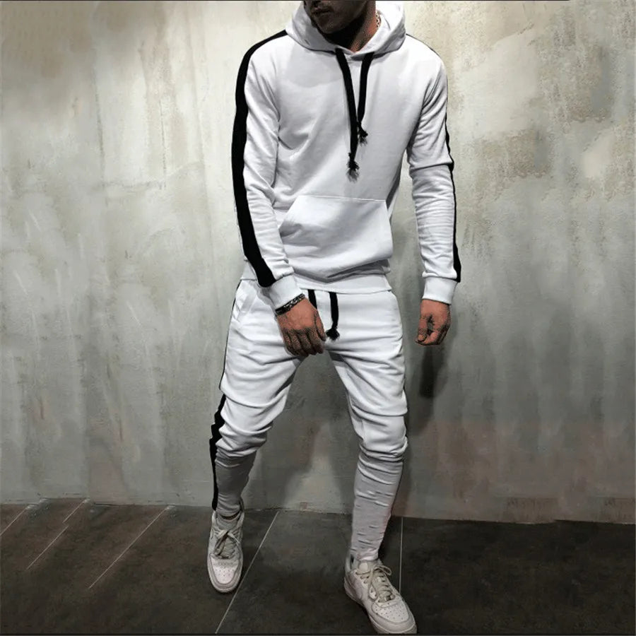 Set Allenamento Uomo 2 Pezzi Tuta Sportiva Autunno 2024 Felpa Con Cappuccio Pantaloni Running