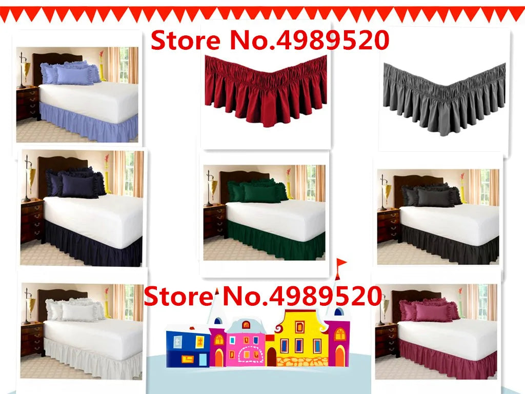 Gonne Da Letto Avvolgenti Con Volant Per Letti Queen In Tessuto Resistente Alle Pieghe Elastico Regolabile Facile Da Montare
