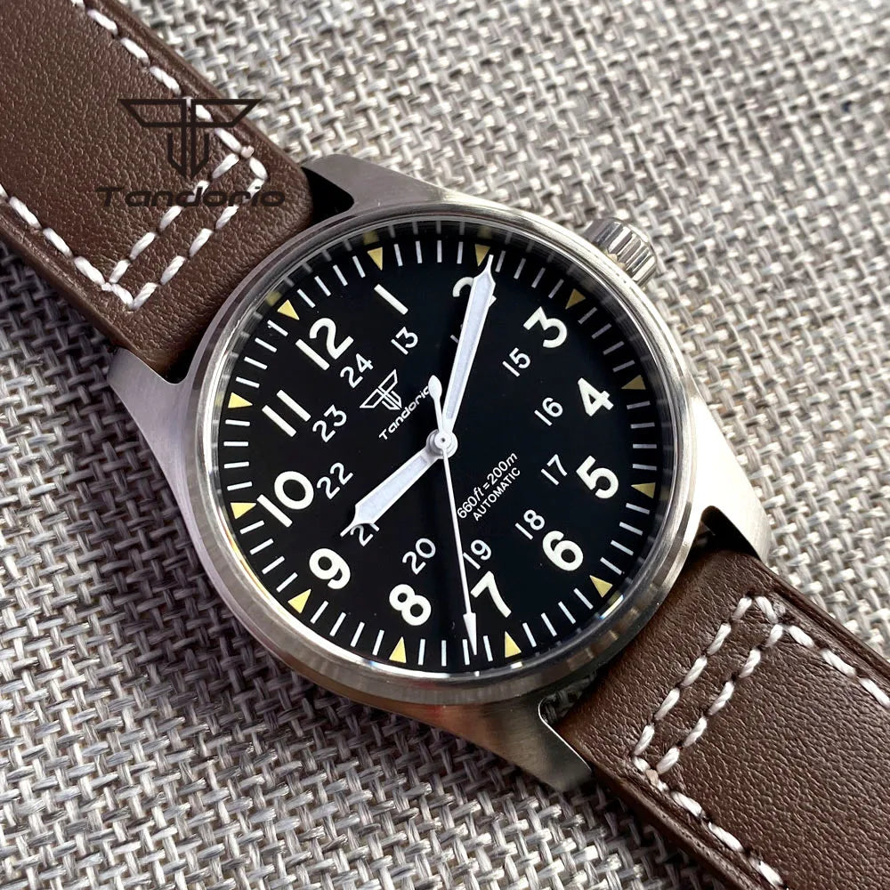Orologio Diver Automatico Uomo Tandorio 39mm 20BAR Corona a Vite Vetro Zaffiro AR Lume Verde