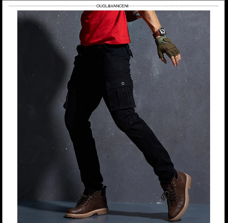 Pantaloni Cargo Uomo Mimetici Con Tasche Molteplici Pantaloni Larghi Casuali In Cotone
